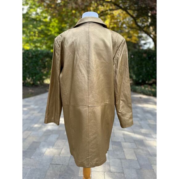 Vintage 90 Gold Metallic Leather Coat StreetStyle StreetWear FlyGirl Fall Winter - Picture 5 of 10